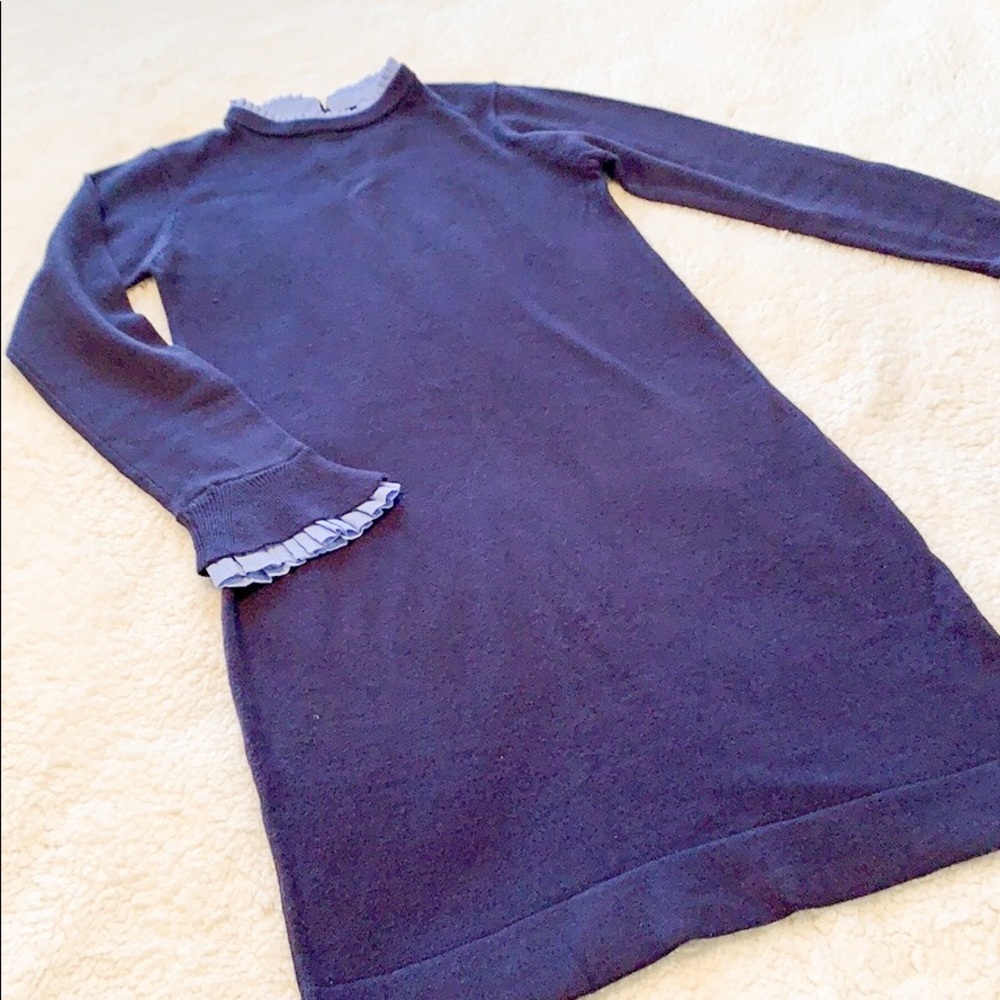 Vince Camuto | Navy Ruffle Sweater Dress Size XS